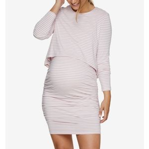 Bae Nostalgia nursing dress pink/white stripe size medium